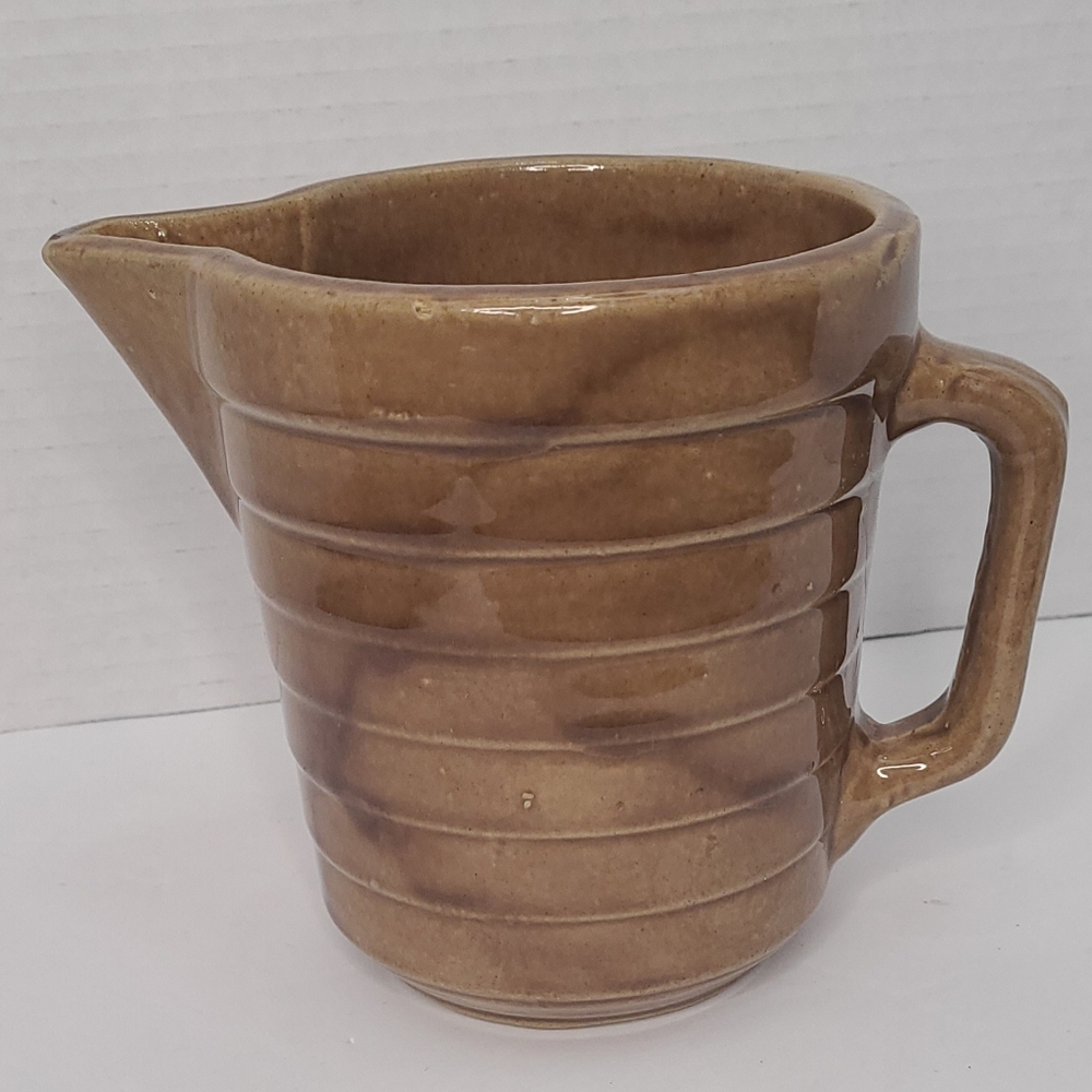 Vintage Glazed Stoneware Pitcher 5" Tall